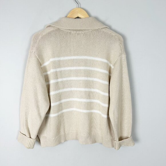 Banana Republic Chunky Fisherman Polo Sweater Striped Size Medium Women's - Picture 3 of 4